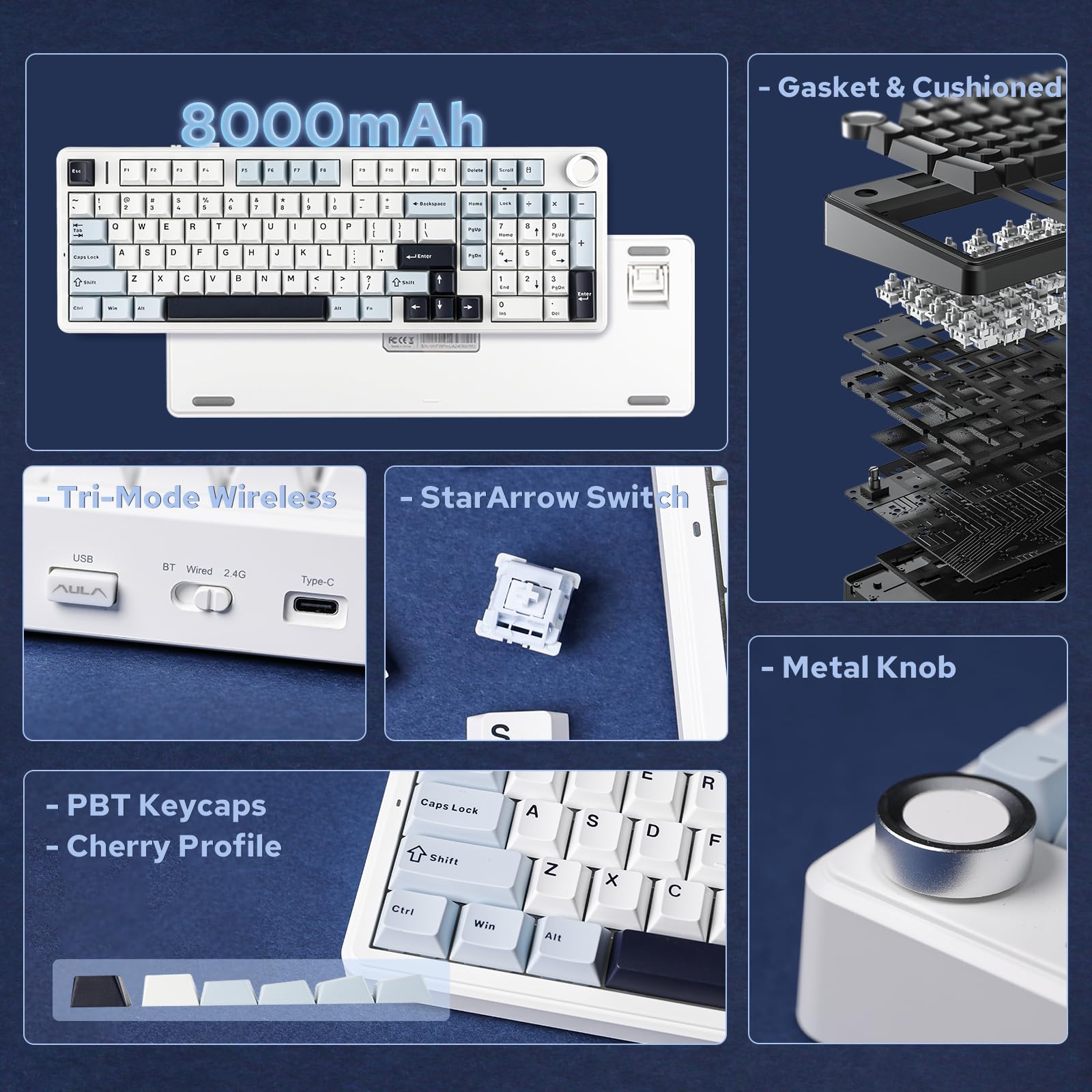 Amazon | EPOMAKER X AULA F99 PRO ワイヤレスゲーミングキーボード